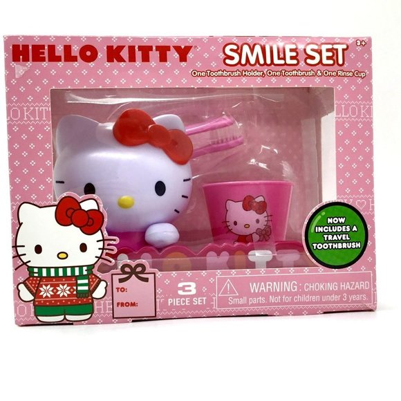 Sanrio Hello Kitty Toothbrush Set w/ Cup Holder & 2 Toothbrushes - Picture 1 of 3